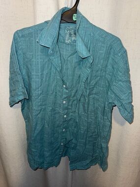 Tasso Elba Teal Short-Sleeve Button-Down Shirt